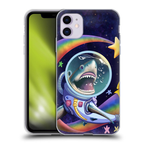 Carla Morrow Rainbow Animals Shark & Fish In Space Soft Gel Case for Apple iPhone 11