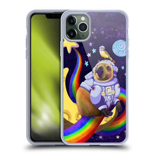 Carla Morrow Rainbow Animals Capybara Sitting On A Moon Soft Gel Case for Apple iPhone 11 Pro Max
