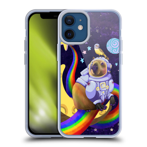 Carla Morrow Rainbow Animals Capybara Sitting On A Moon Soft Gel Case for Apple iPhone 12 Mini