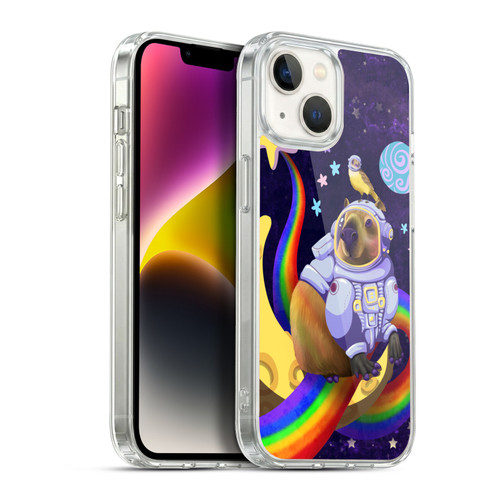 Carla Morrow Rainbow Animals Capybara Sitting On A Moon Soft Gel Case for Apple iPhone 14