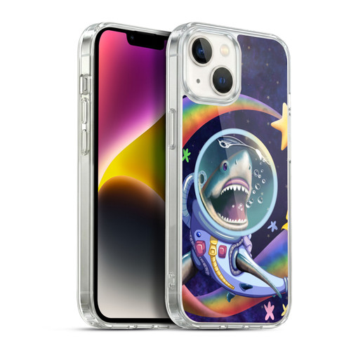 Carla Morrow Rainbow Animals Shark & Fish In Space Soft Gel Case for Apple iPhone 14