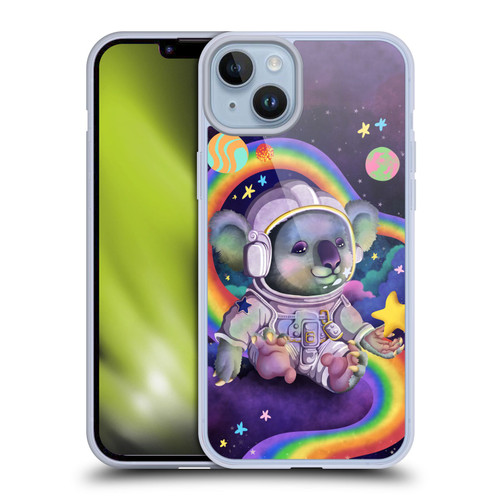 Carla Morrow Rainbow Animals Koala In Space Soft Gel Case for Apple iPhone 14 Plus