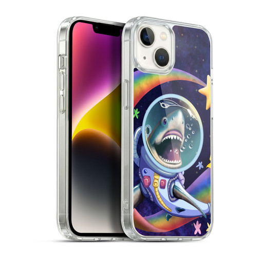 Carla Morrow Rainbow Animals Shark & Fish In Space Soft Gel Case for Apple iPhone 14 Plus & MagSafe