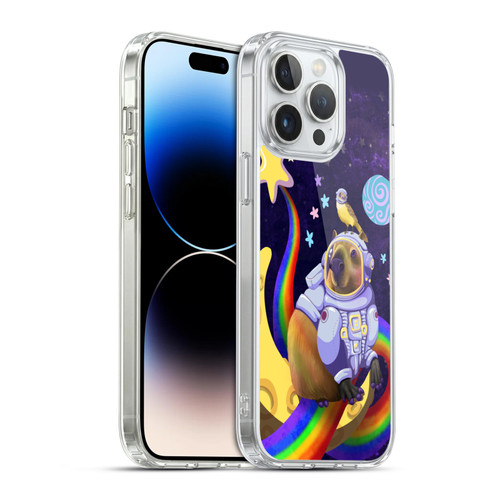 Carla Morrow Rainbow Animals Capybara Sitting On A Moon Soft Gel Case for Apple iPhone 14 Pro Max & MagSafe