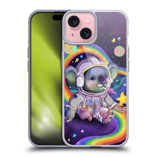 Carla Morrow Rainbow Animals Koala In Space Soft Gel Case for Apple iPhone 15