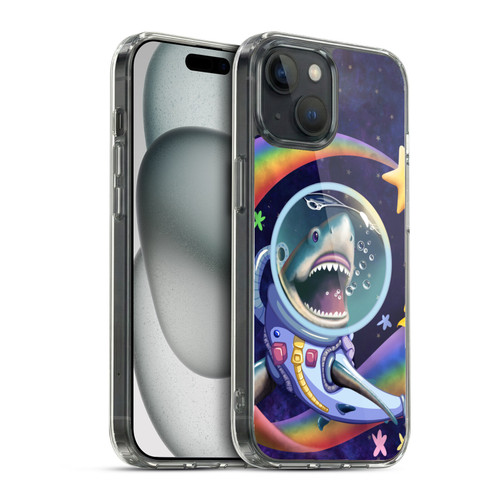 Carla Morrow Rainbow Animals Shark & Fish In Space Soft Gel Case for Apple iPhone 15 & MagSafe