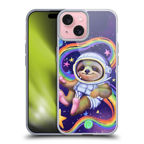 Carla Morrow Rainbow Animals Sloth Wearing A Space Suit Soft Gel Case for Apple iPhone 15