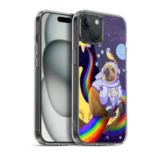 Carla Morrow Rainbow Animals Capybara Sitting On A Moon Soft Gel Case for Apple iPhone 15 Plus & MagSafe