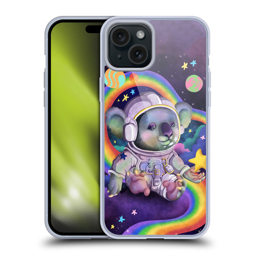 Carla Morrow Rainbow Animals Koala In Space Soft Gel Case for Apple iPhone 15 Plus