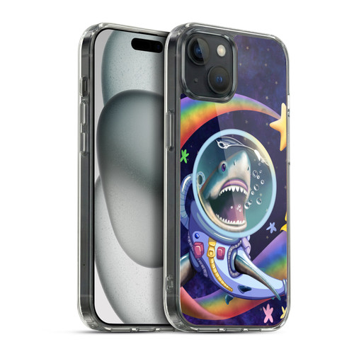 Carla Morrow Rainbow Animals Shark & Fish In Space Soft Gel Case for Apple iPhone 15 Plus & MagSafe