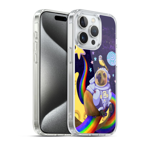 Carla Morrow Rainbow Animals Capybara Sitting On A Moon Soft Gel Case for Apple iPhone 15 Pro & MagSafe