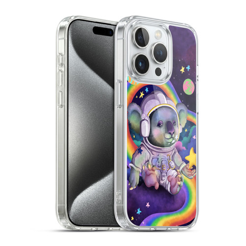 Carla Morrow Rainbow Animals Koala In Space Soft Gel Case for Apple iPhone 15 Pro & MagSafe