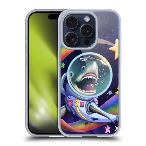 Carla Morrow Rainbow Animals Shark & Fish In Space Soft Gel Case for Apple iPhone 15 Pro