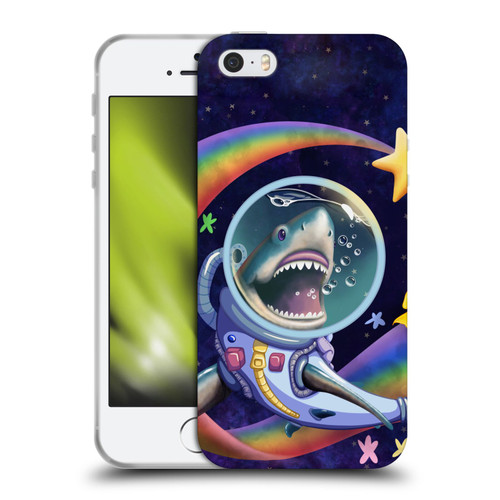 Carla Morrow Rainbow Animals Shark & Fish In Space Soft Gel Case for Apple iPhone 5 / 5s / iPhone SE 2016
