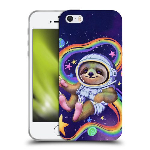 Carla Morrow Rainbow Animals Sloth Wearing A Space Suit Soft Gel Case for Apple iPhone 5 / 5s / iPhone SE 2016
