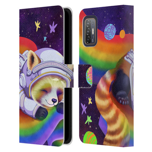 Carla Morrow Rainbow Animals Red Panda Sleeping Leather Book Wallet Case Cover For HTC Desire 21 Pro 5G