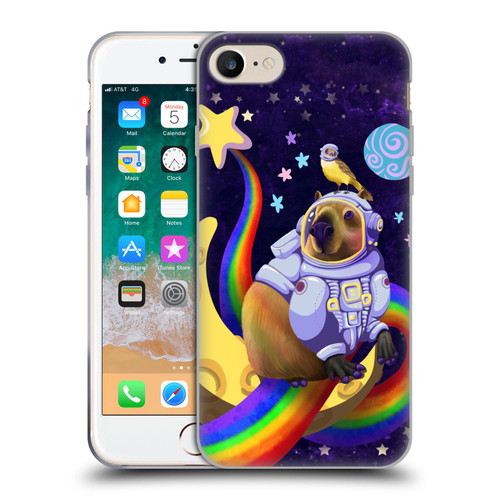 Carla Morrow Rainbow Animals Capybara Sitting On A Moon Soft Gel Case for Apple iPhone 7 / 8 / SE 2020 & 2022