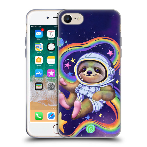 Carla Morrow Rainbow Animals Sloth Wearing A Space Suit Soft Gel Case for Apple iPhone 7 / 8 / SE 2020 & 2022