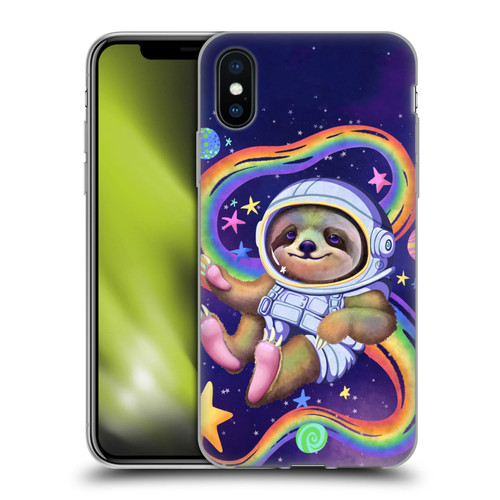 Carla Morrow Rainbow Animals Sloth Wearing A Space Suit Soft Gel Case for Apple iPhone X / iPhone XS