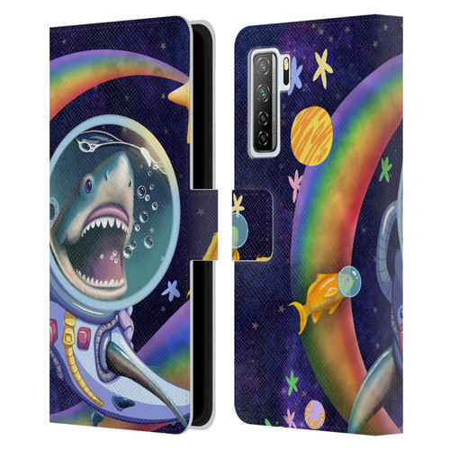 Carla Morrow Rainbow Animals Shark & Fish In Space Leather Book Wallet Case Cover For Huawei Nova 7 SE/P40 Lite 5G