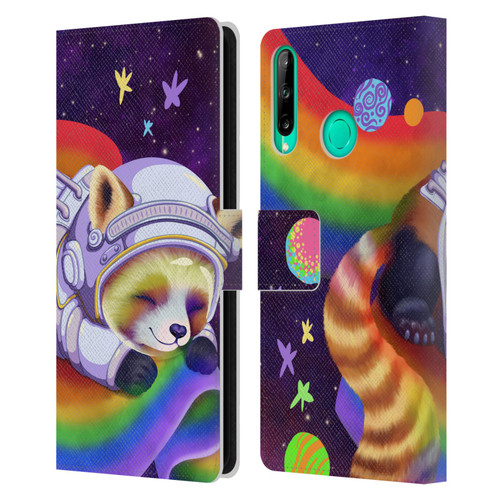 Carla Morrow Rainbow Animals Red Panda Sleeping Leather Book Wallet Case Cover For Huawei P40 lite E