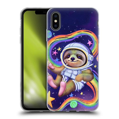 Carla Morrow Rainbow Animals Sloth Wearing A Space Suit Soft Gel Case for Apple iPhone XS Max
