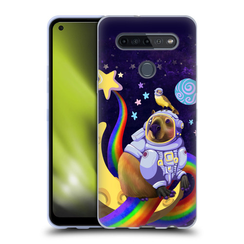Carla Morrow Rainbow Animals Capybara Sitting On A Moon Soft Gel Case for LG K51S