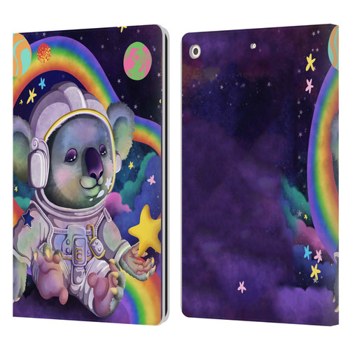 Carla Morrow Rainbow Animals Koala In Space Leather Book Wallet Case Cover For Apple iPad 10.2 2019/2020/2021