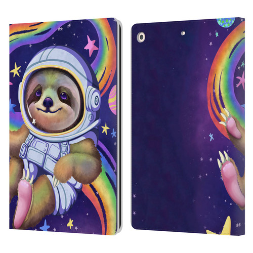 Carla Morrow Rainbow Animals Sloth Wearing A Space Suit Leather Book Wallet Case Cover For Apple iPad 10.2 2019/2020/2021