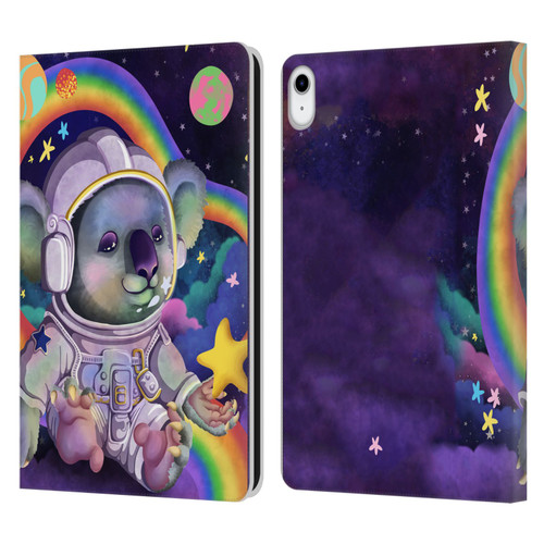 Carla Morrow Rainbow Animals Koala In Space Leather Book Wallet Case Cover For Apple iPad 10.9 (2022)