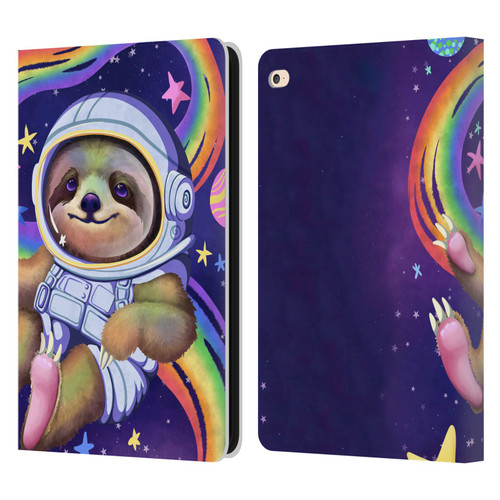 Carla Morrow Rainbow Animals Sloth Wearing A Space Suit Leather Book Wallet Case Cover For Apple iPad Air 2 (2014)