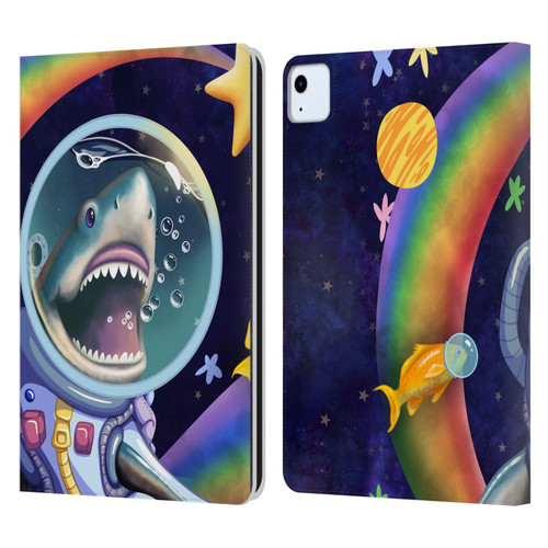 Carla Morrow Rainbow Animals Shark & Fish In Space Leather Book Wallet Case Cover For Apple iPad Air 2020 / 2022