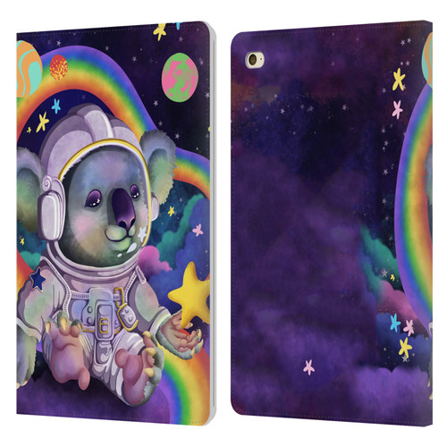 Carla Morrow Rainbow Animals Koala In Space Leather Book Wallet Case Cover For Apple iPad mini 4