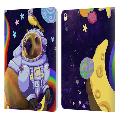 Carla Morrow Rainbow Animals Capybara Sitting On A Moon Leather Book Wallet Case Cover For Apple iPad Pro 10.5 (2017)