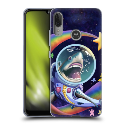Carla Morrow Rainbow Animals Shark & Fish In Space Soft Gel Case for Motorola Moto E6 Plus