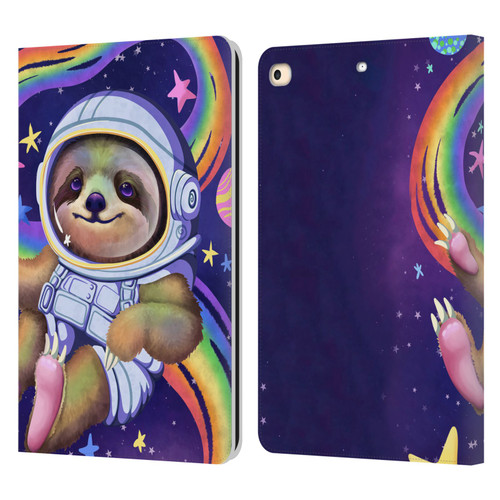 Carla Morrow Rainbow Animals Sloth Wearing A Space Suit Leather Book Wallet Case Cover For Apple iPad 9.7 2017 / iPad 9.7 2018