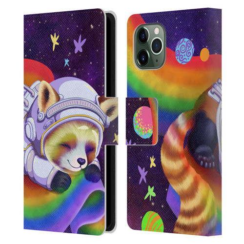 Carla Morrow Rainbow Animals Red Panda Sleeping Leather Book Wallet Case Cover For Apple iPhone 11 Pro
