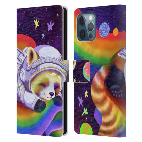 Carla Morrow Rainbow Animals Red Panda Sleeping Leather Book Wallet Case Cover For Apple iPhone 12 Pro Max