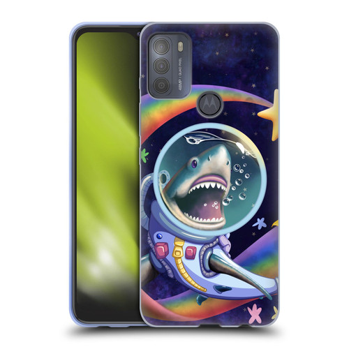 Carla Morrow Rainbow Animals Shark & Fish In Space Soft Gel Case for Motorola Moto G50