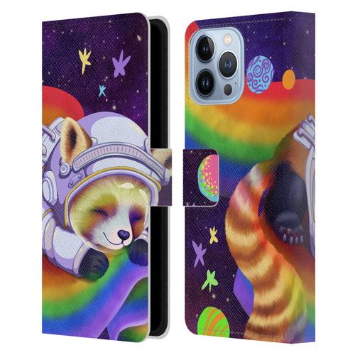 Carla Morrow Rainbow Animals Red Panda Sleeping Leather Book Wallet Case Cover For Apple iPhone 13 Pro Max