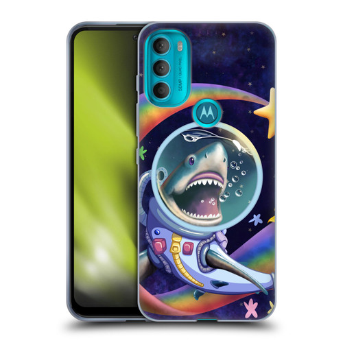 Carla Morrow Rainbow Animals Shark & Fish In Space Soft Gel Case for Motorola Moto G71 5G