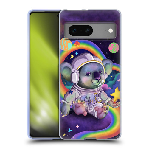 Carla Morrow Rainbow Animals Koala In Space Soft Gel Case for Google Pixel 7