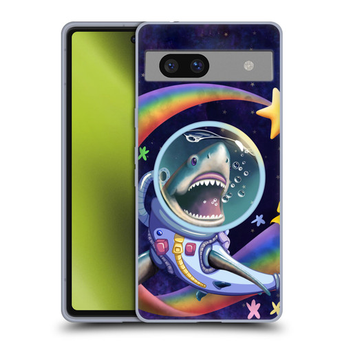 Carla Morrow Rainbow Animals Shark & Fish In Space Soft Gel Case for Google Pixel 7a