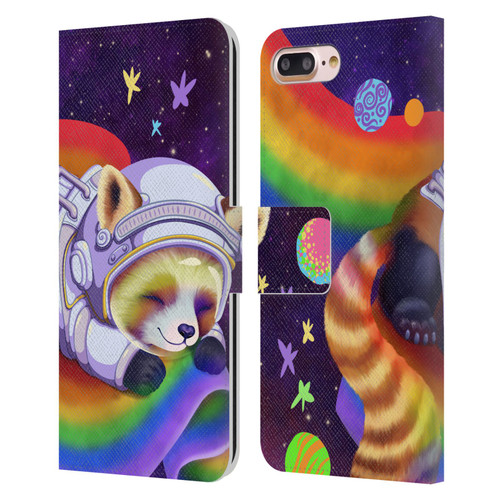 Carla Morrow Rainbow Animals Red Panda Sleeping Leather Book Wallet Case Cover For Apple iPhone 7 Plus / iPhone 8 Plus