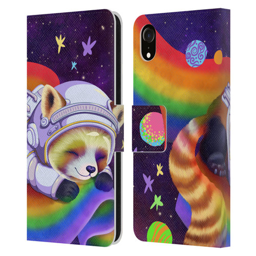 Carla Morrow Rainbow Animals Red Panda Sleeping Leather Book Wallet Case Cover For Apple iPhone XR