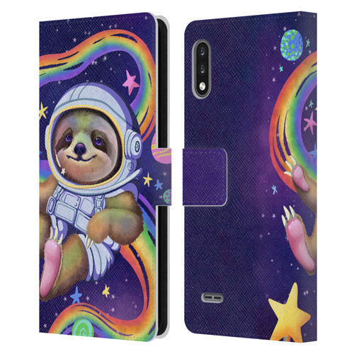 Carla Morrow Rainbow Animals Sloth Wearing A Space Suit Leather Book Wallet Case Cover For LG K22