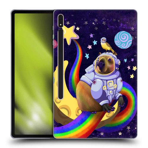 Carla Morrow Rainbow Animals Capybara Sitting On A Moon Soft Gel Case for Samsung Galaxy Tab S8 Plus
