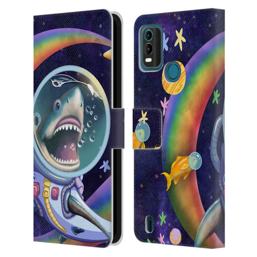 Carla Morrow Rainbow Animals Shark & Fish In Space Leather Book Wallet Case Cover For Nokia G11 Plus
