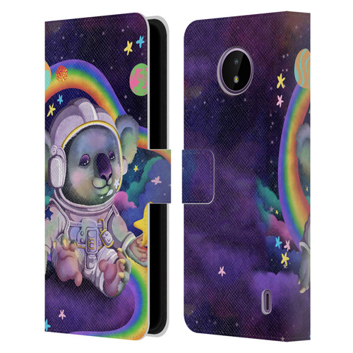 Carla Morrow Rainbow Animals Koala In Space Leather Book Wallet Case Cover For Nokia C10 / C20