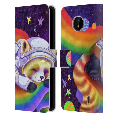 Carla Morrow Rainbow Animals Red Panda Sleeping Leather Book Wallet Case Cover For Nokia C10 / C20